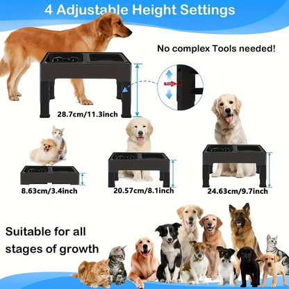 Pet Bowls Puppy Bowl Height Adjustment Rice Dog Bowl Stainless Stand Feeding Dish Bowl Elevated Food Water Feeders for Dogs