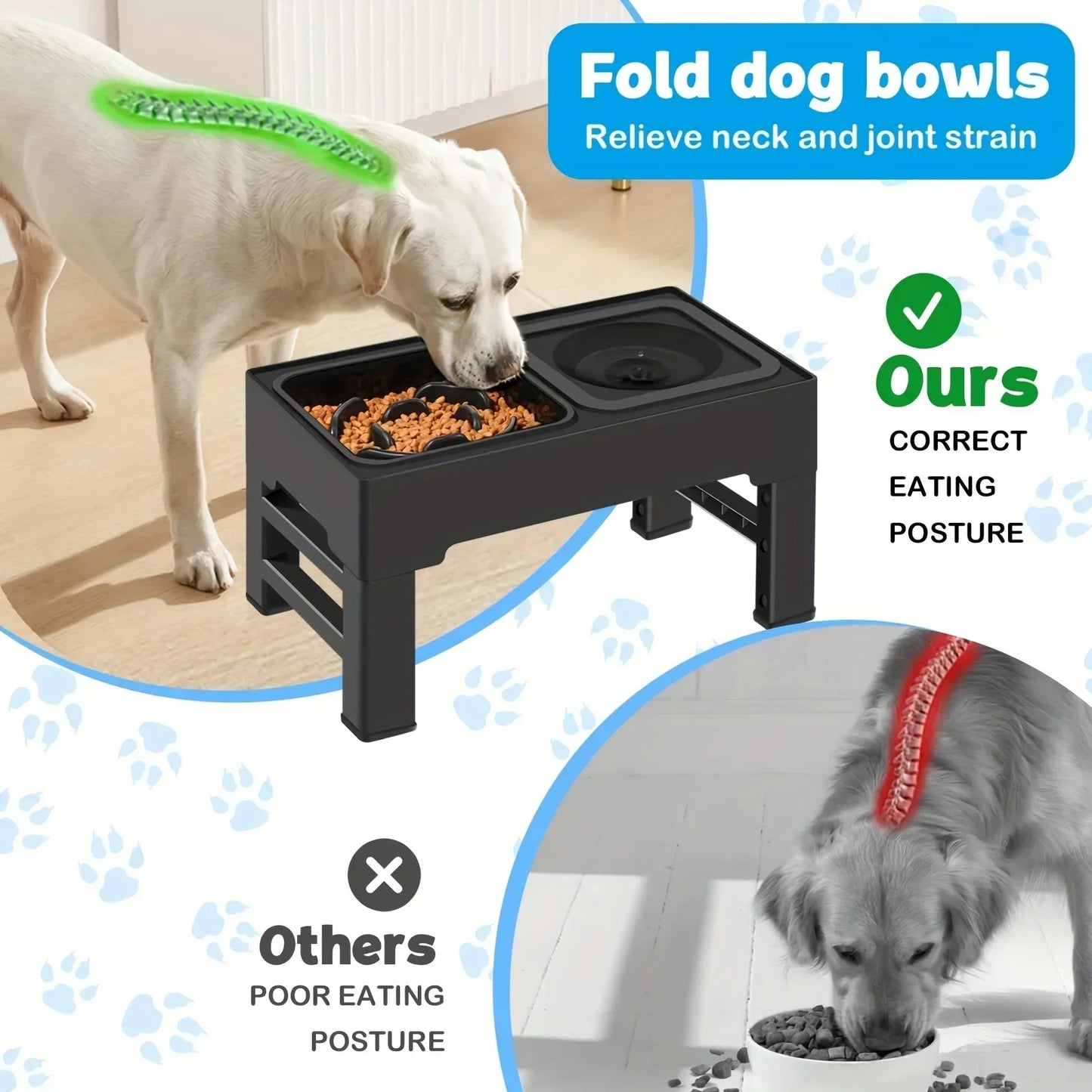 Pet Bowls Puppy Bowl Height Adjustment Rice Dog Bowl Stainless Stand Feeding Dish Bowl Elevated Food Water Feeders for Dogs