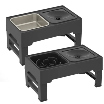 Pet Bowls Puppy Bowl Height Adjustment Rice Dog Bowl Stainless Stand Feeding Dish Bowl Elevated Food Water Feeders for Dogs