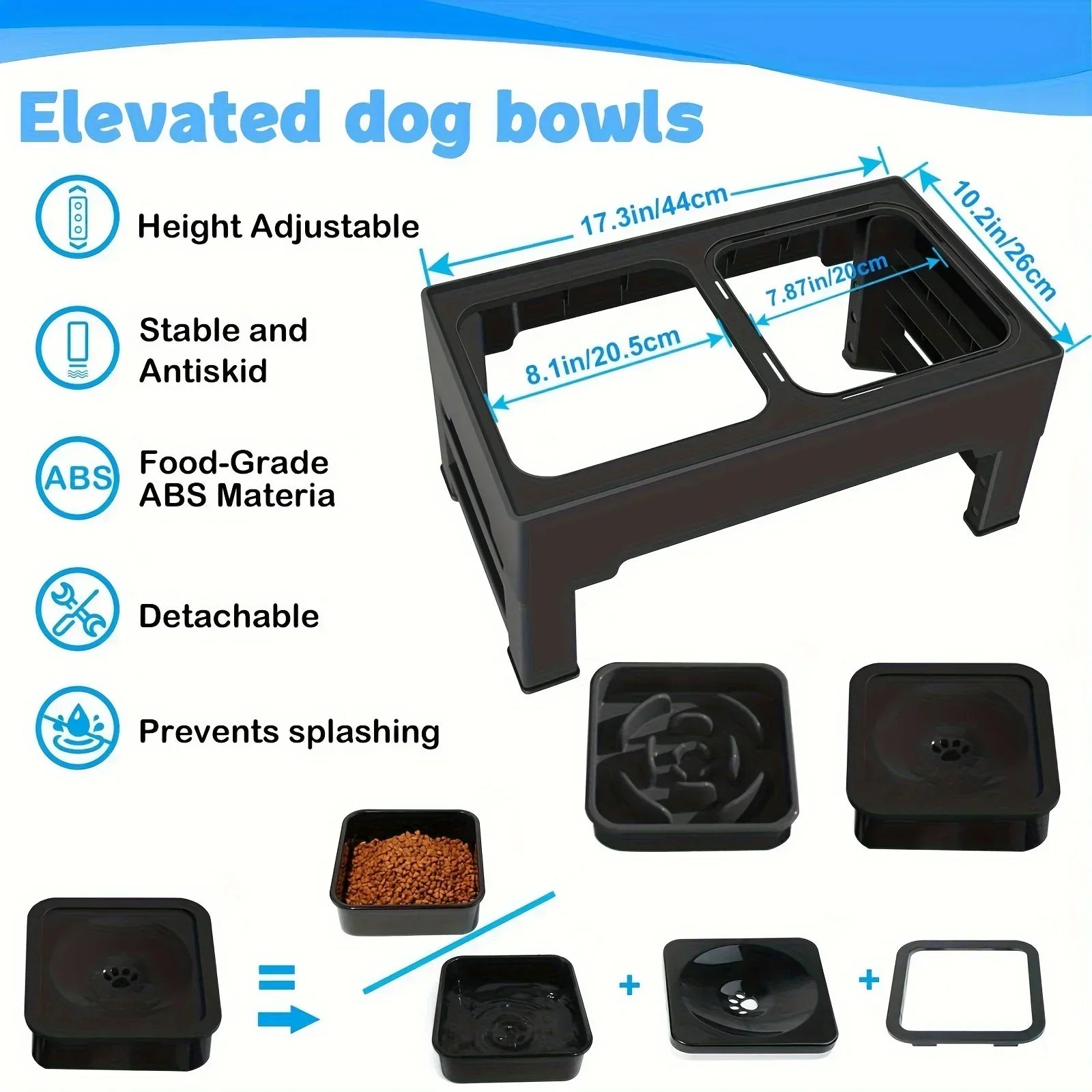 Pet Bowls Puppy Bowl Height Adjustment Rice Dog Bowl Stainless Stand Feeding Dish Bowl Elevated Food Water Feeders for Dogs