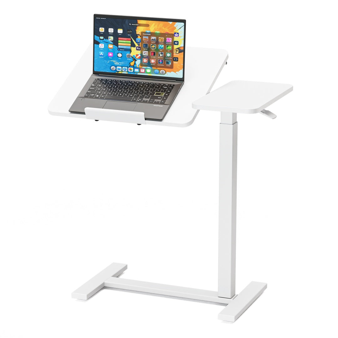 Adjustable Overbed Table With Wheels, Mobile Rolling Laptop Desk, Tilting Bedside Table For Laptop, Bed, Sofa, And Office Use, Black